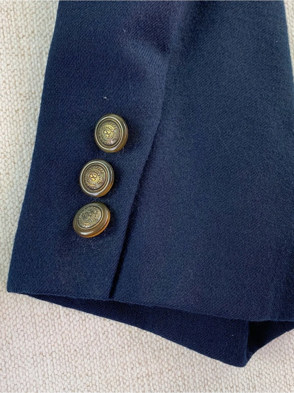 Talbots women's Classic 100% wool Blazer size 16 in navy blue Made in USA